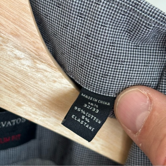 John Varvatos USA Gray Geometric Slim Fit Button Up Dress Shirt Mens 16.5-32/33 - Picture 5 of 6